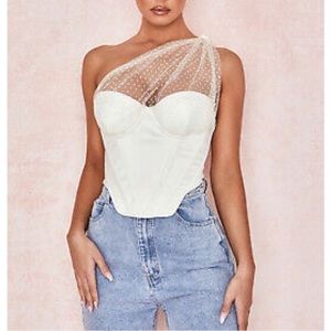 House of CB Kim Ivory draped tulle corset top